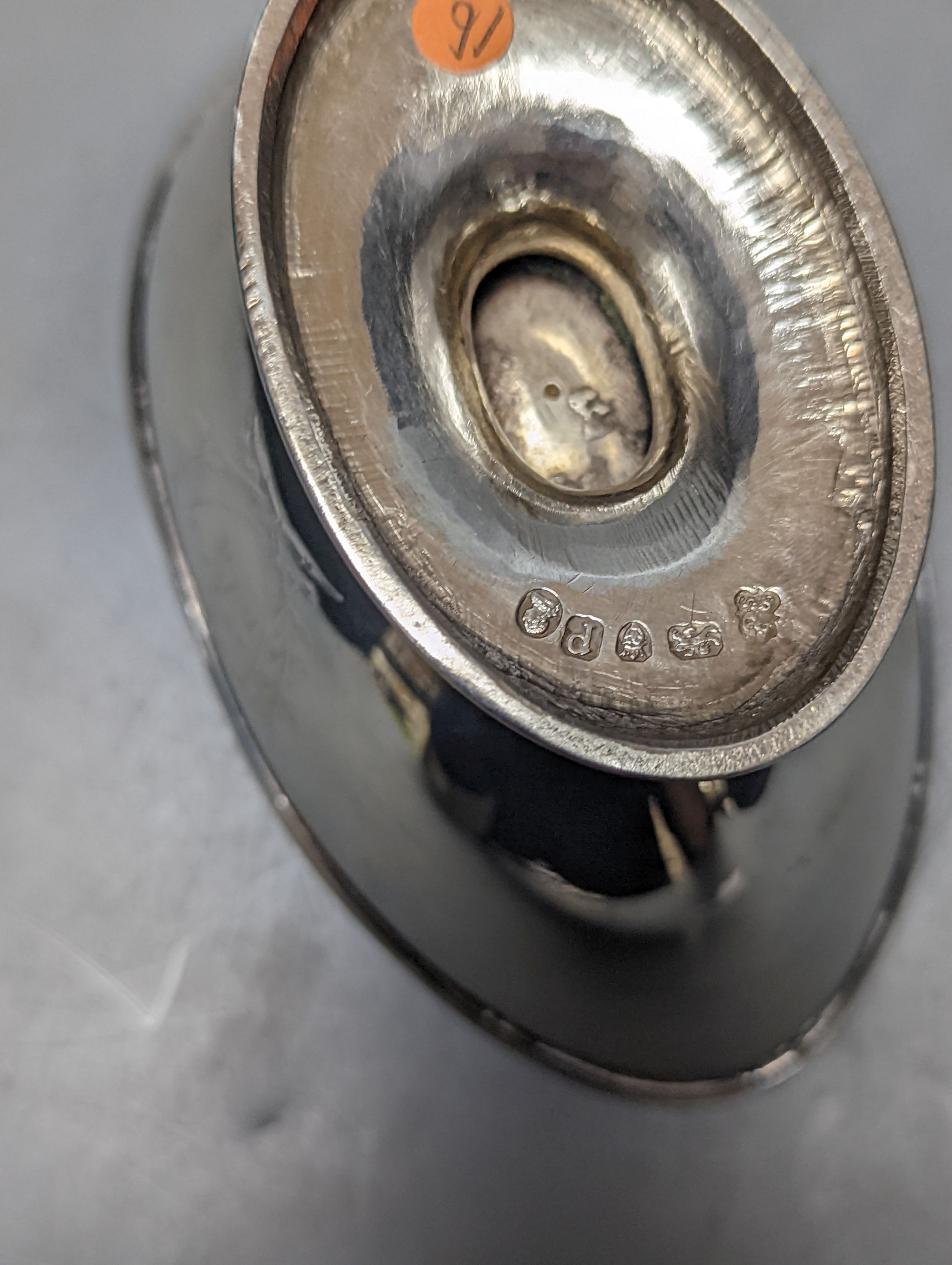 A George III silver sugar bowl, (ex basket), maker's mark double stamped, London, 1790, length 13.6cm
